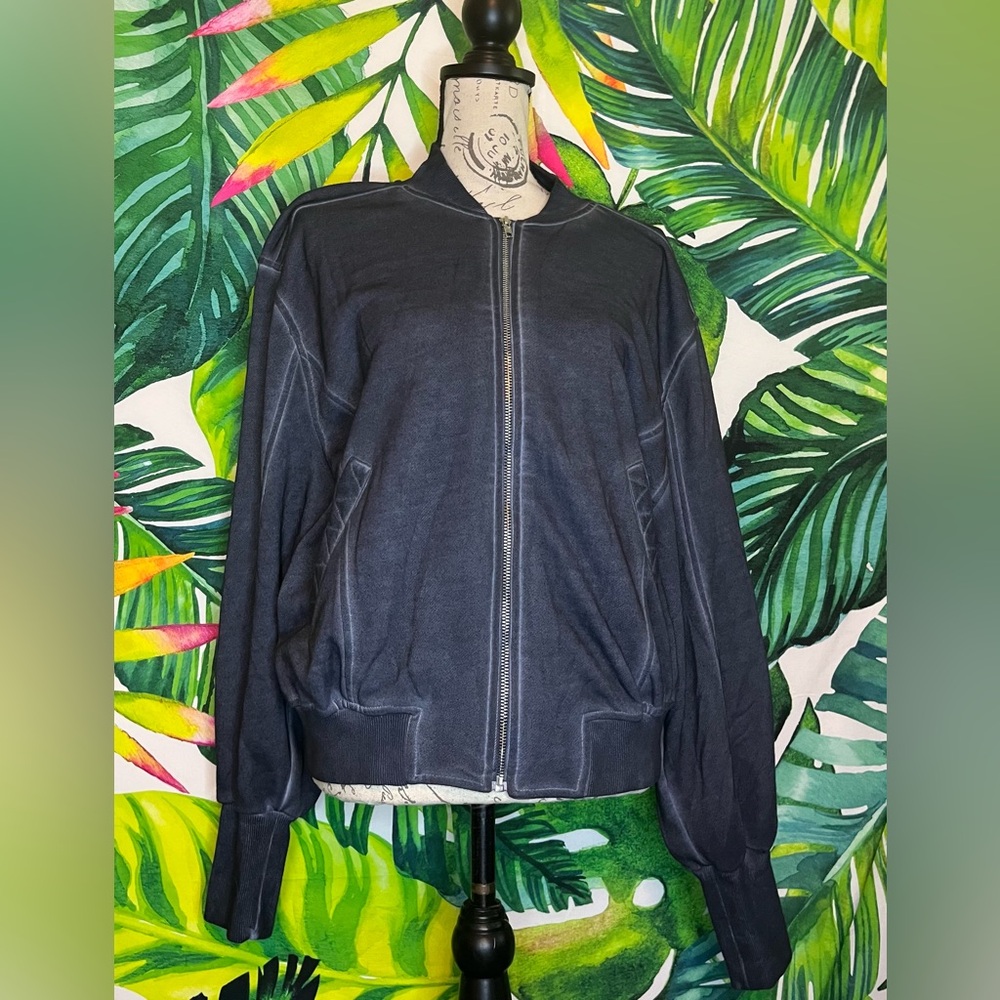 POL Australia S Oversized Dark Faded Blue Full Zip School College Light Jacket